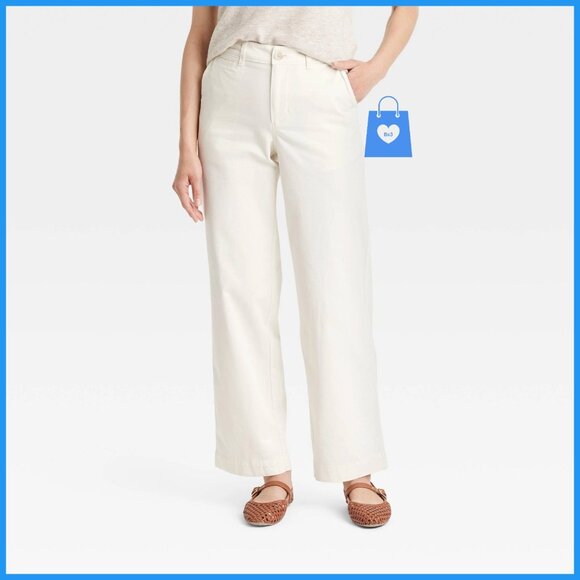 Size 4 - Womens Mid-Rise Straight Leg Relaxed Chino Pants - Cream - Picture 5 of 6